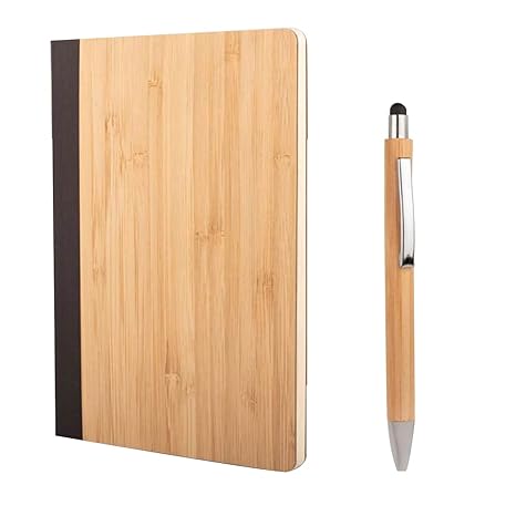 Bamboo Notebook With Bamboo Pen | Gift Set In Black Box