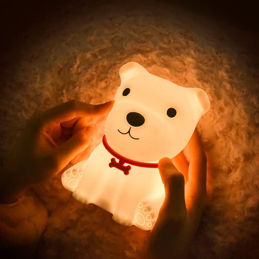 Cute Puppy Night Light Silicone Rechargeable Portable Lamp