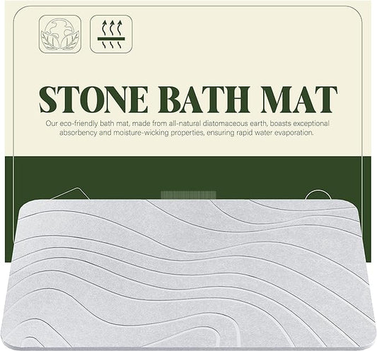 Stone Bath Mat - Non-Slip Super Absorbent Diatomaceous Earth Stone Mat