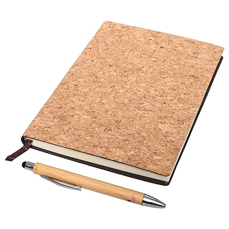 Cork Notebook With Bamboo Stylus Pen | Gift Set In Black Box