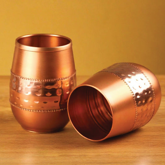 Copper Hammer Round Glass, Set of 2