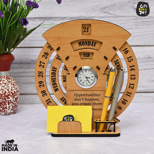 Infinite Circular Calendar With Pen, Card Holder And Photo Frame