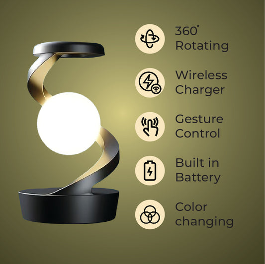 Modern LED 360 Rotating Rechargeable Desk Lamp with Wireless Charger