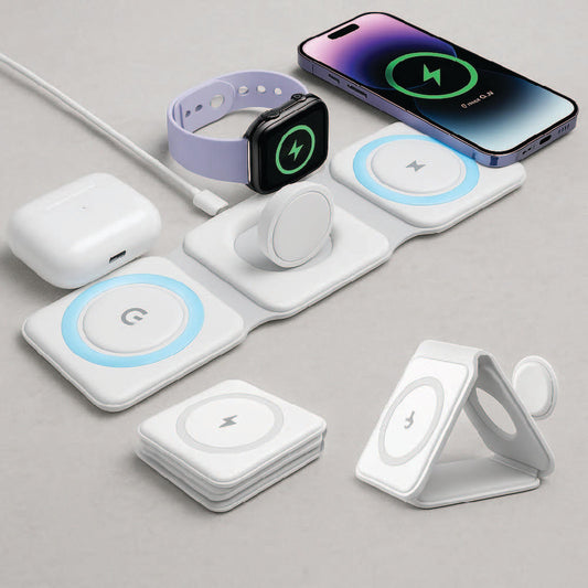 3-in-1 Magnetic Wireless Charging Station for iPhone 12-16, Air pds 2/3/Pro, Watch, Android, Qi-Enabled Devices, Foldable